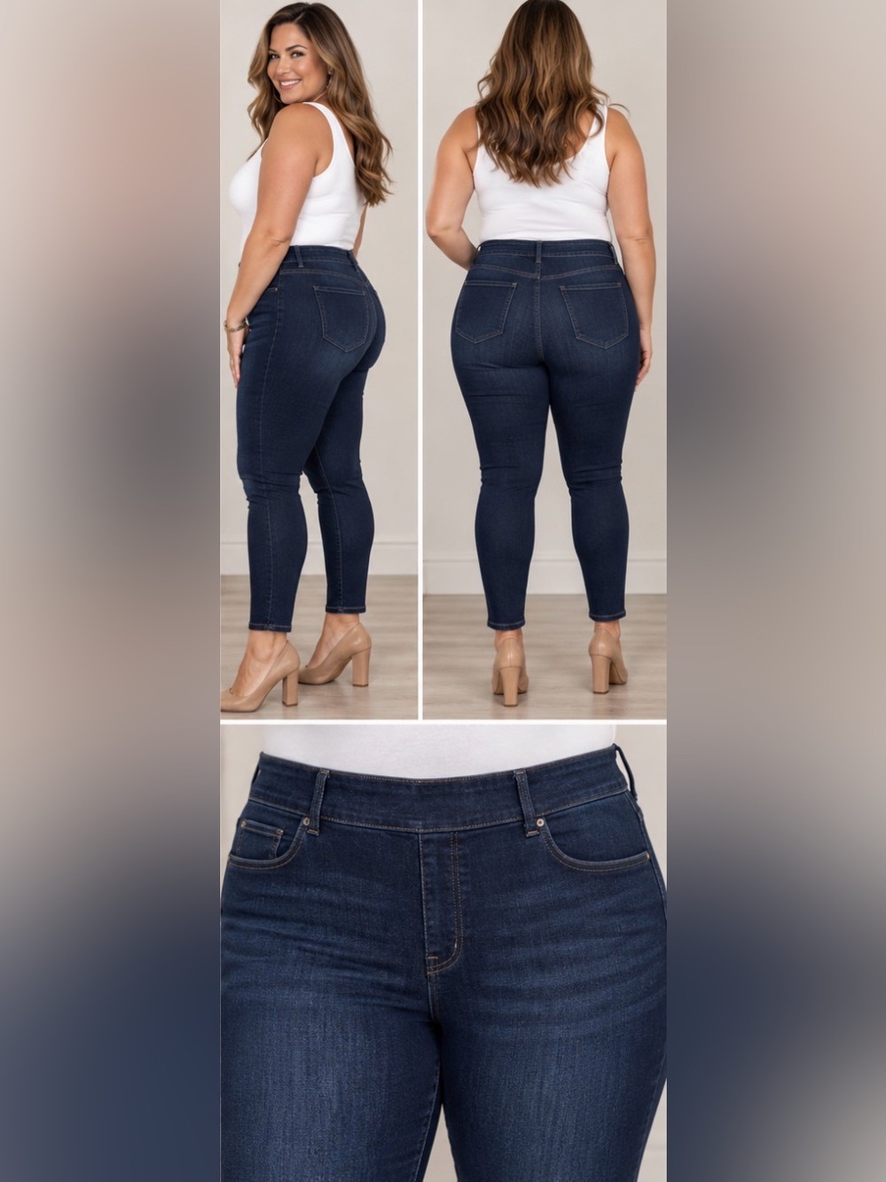 SPANX 3XL Plus Size Dark Wash High Rise Skinny Ankle Stretch Jeans NWOT